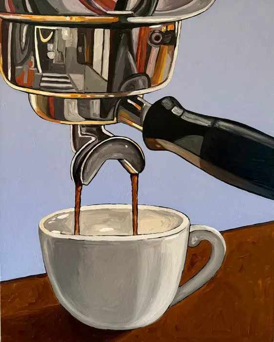 Cansu Rossi - Espresso Pour - Oil Painting