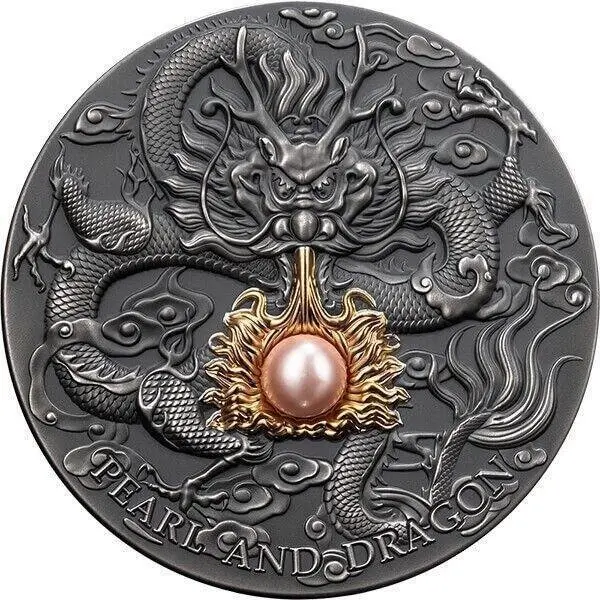 Niue. 5 Dollars 2024 Pink Pearl and Dragon Divine Pearls, 2 Oz (.999)