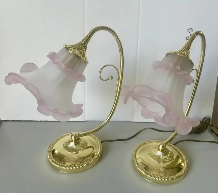 Table lamp (2) - Murano glass, Gilt brass - LUMETTO SWAN