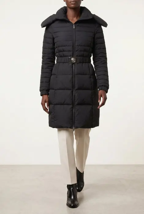 MONCLER Long down jacket With belt - Down jacket