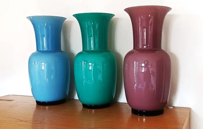 Venini - Vase (3) - Opalino - Murano glass - Single lot of three vases