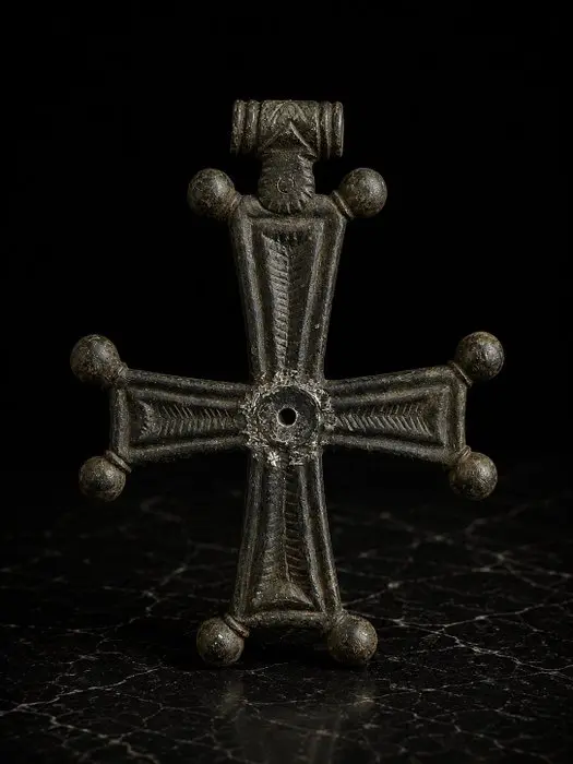 Byzantine Bronze Bronze Cross with Globular Terminals – 7th to 10th Century AD