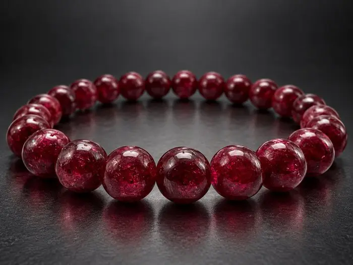 Mozambique Ruby - Bracelet - Polished - Deep red beads