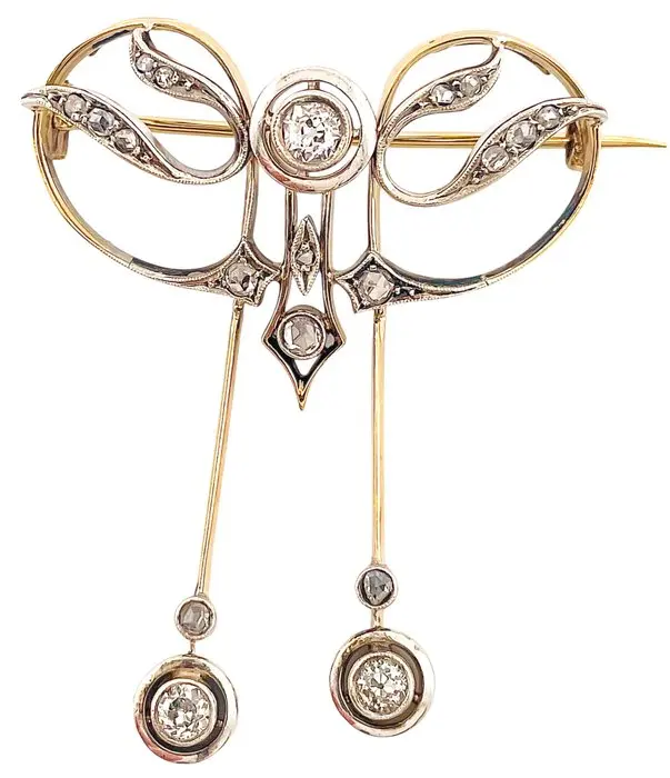 Jewellery applique - 18 kt. Yellow gold, Silver Diamond (Natural) - Diamond