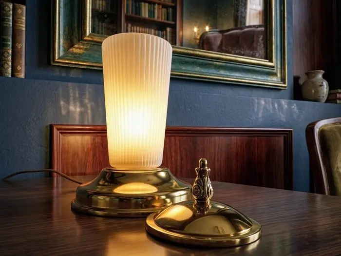 Bedside table lamp - Brass, Glass - Art Deco
