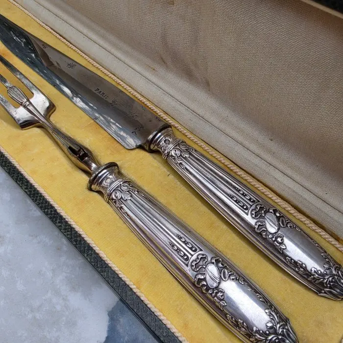 Serving utensil (2) - .950 silver - 1850-1900