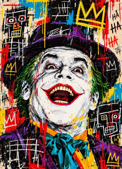 Joker - " CHAOS KING" con stile artistico Basquiat - 2/7 - Artbox