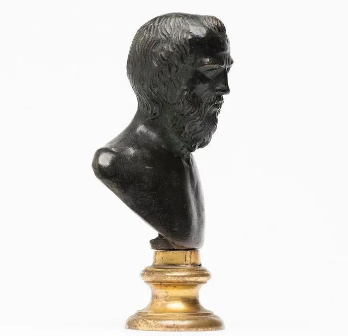 Bust, hombre barbado - 12 cm - Patinated bronze