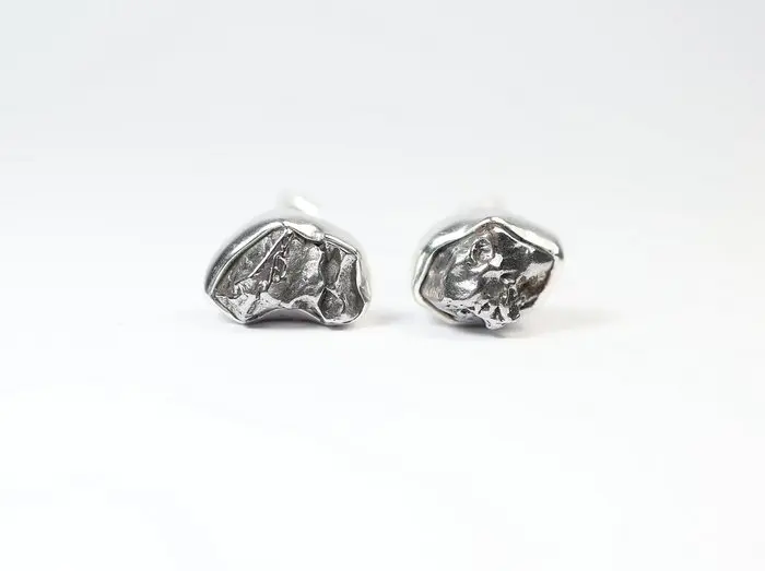 2 × stud earrings Meteorite Campo del Cielo / new 925