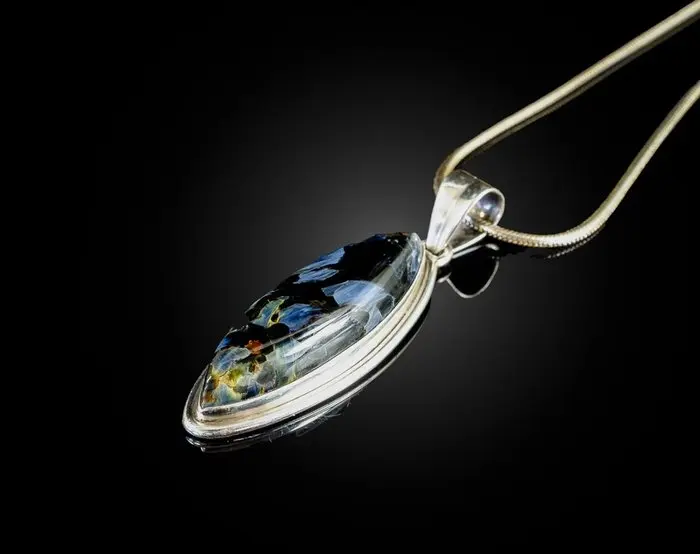 Namibian Pietersite cabochon set in 925 sterling silver...