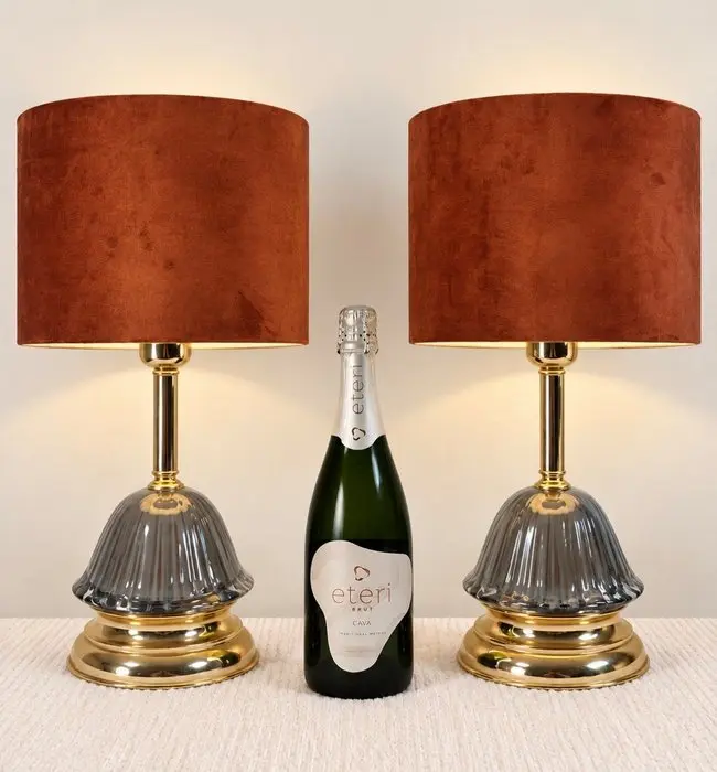 Table lamp (2) - Luxury - Ceramic, Brass, Steel, Textile - Set