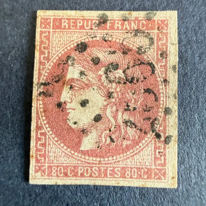 France - Yvert 49d "Bordeaux 80c groseille" in oblit. signed Maury. TB/B.