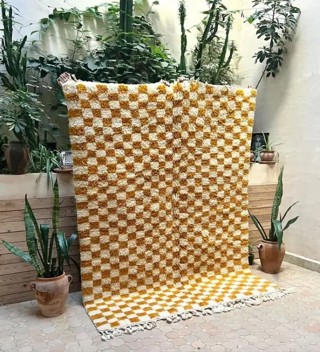 Berber - Carpet - 230 cm - 150 cm - A checkered rug handmade by Berber