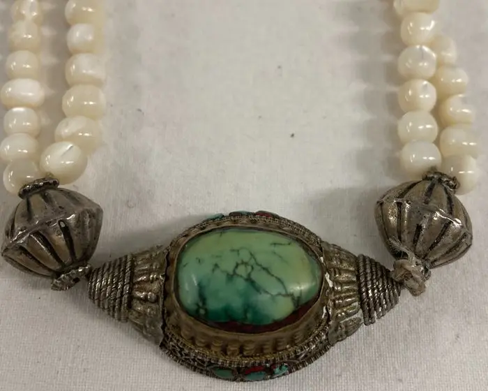A very elaborate necklace made of old Tibetan...