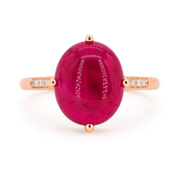 No reserve price - Ring Gold-plated Ruby - Diamond - 18K Gold Plated