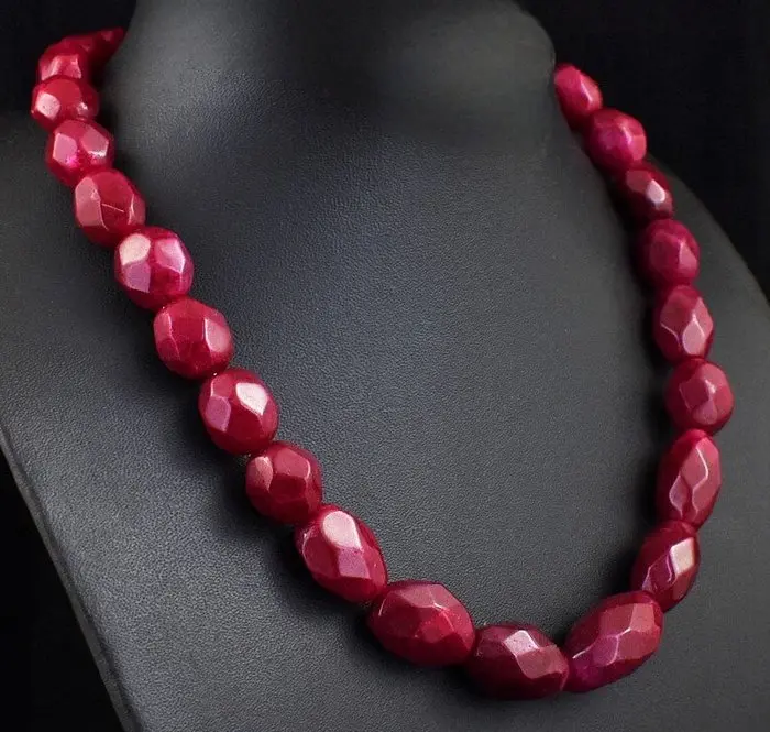 Really nice necklace handmade ruby faceted beads - 480 Cts. Jewellery- 96 g