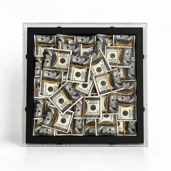 Mike Blackarts - Luxury Acrylic Shadow Box Filled with 100 Dollar Bills