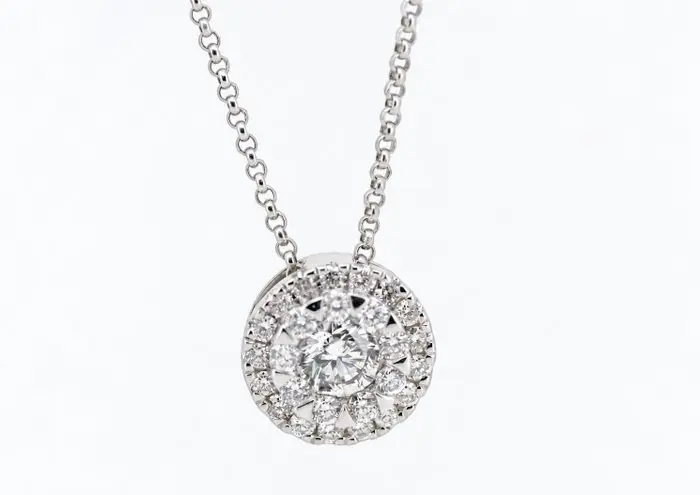 Necklace with pendant - 18 kt. White gold - 0.48ct. tw. - Diamond