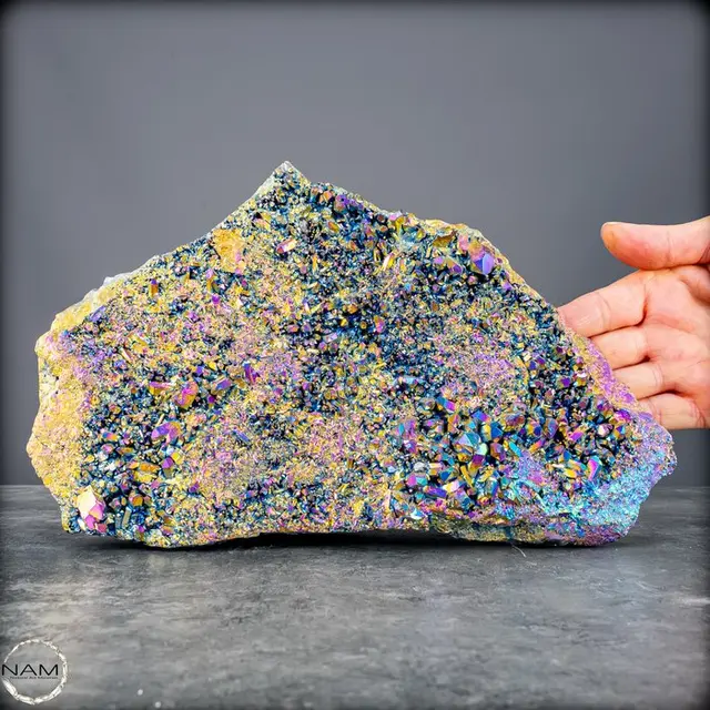 Spectacle of Light: Aura-Amethyst Druse in rainbow colors- 3357.16 g