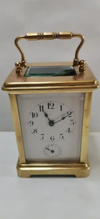 Carriage clock, Alarm clock - Brass-Glass - Steel - 1850-1900