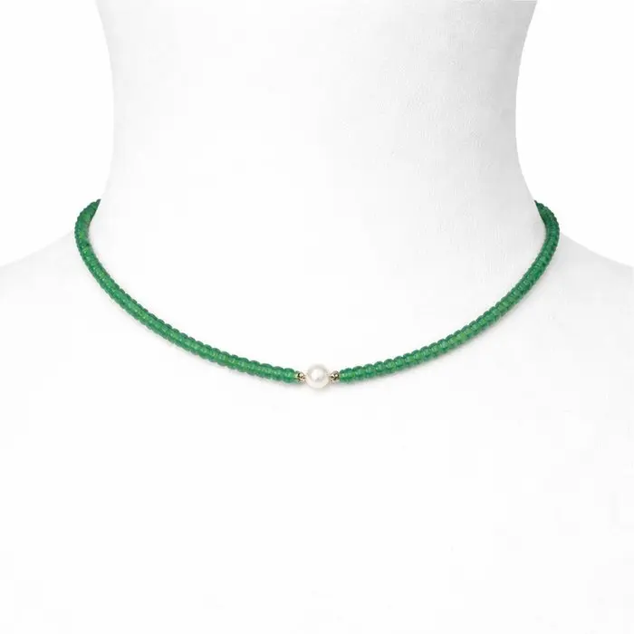 No reserve price - Necklace - 18 kt. Yellow gold - 40.00ct. tw. Emerald - Pearl