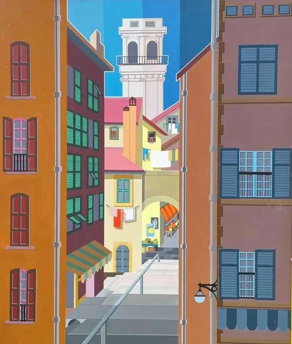 Maxime Dufour (1928-2016) - Paysage Ruelle ensoleillée du...