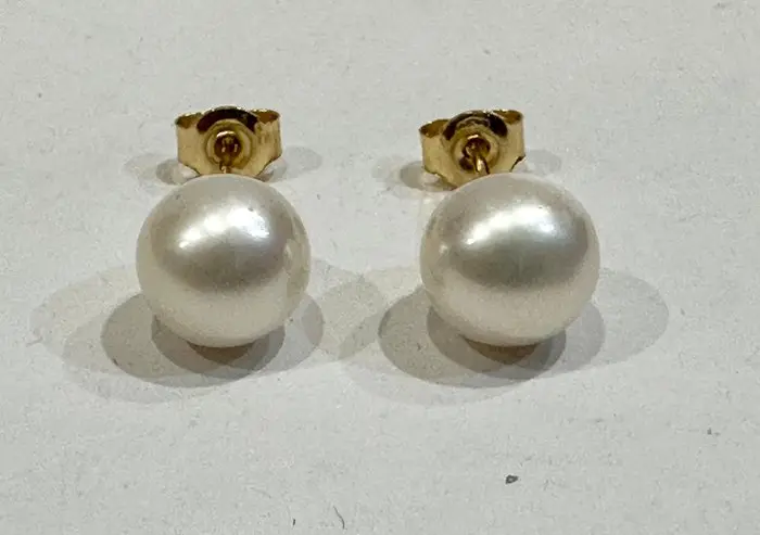 No reserve price - Earrings - 18 kt. Yellow gold - Akoya 6/6,5