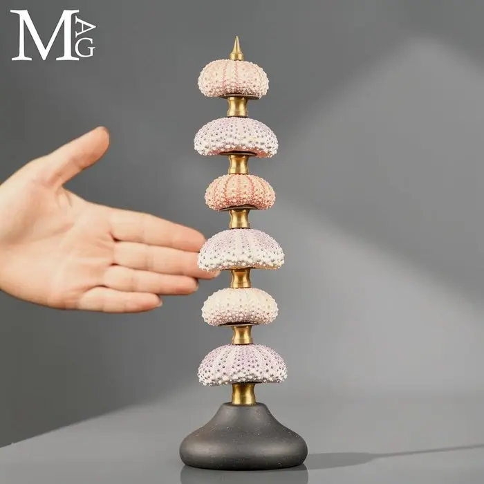 Sea Urchin Tower - Elegant Assembly of Marine Skeletal...