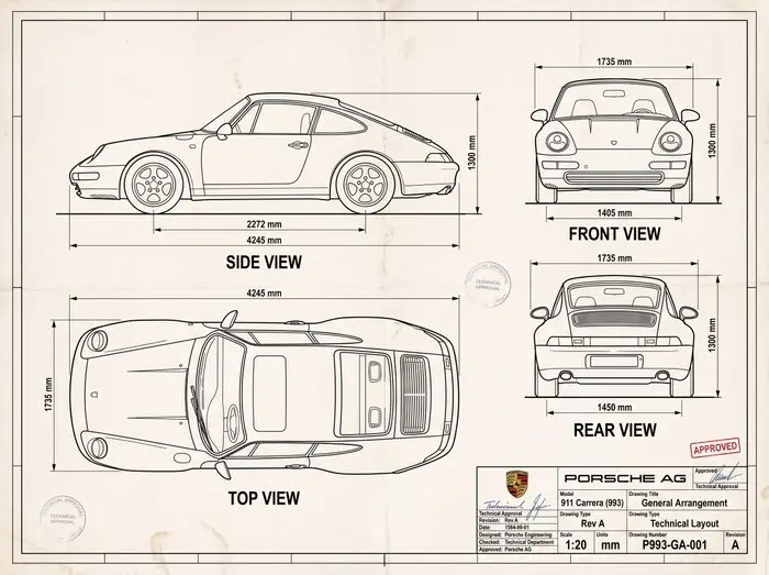 Shmidt.Art - Porsche AG - 911 Carrera (993) General Arrangement - 1990s
