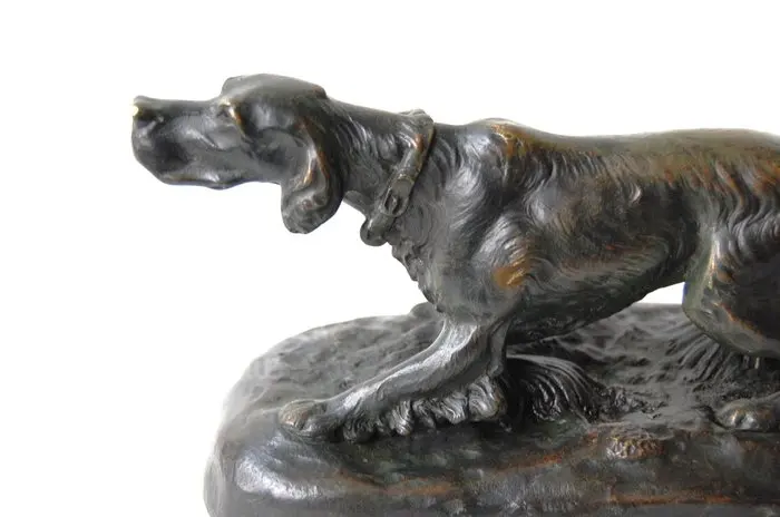 G Lesage - Sculpture, Engelse setter hond / Art Deco - 24 cm - Bronze - 1915