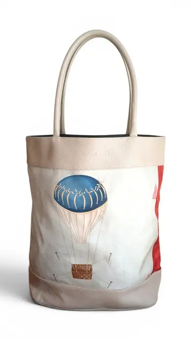 BULGARI - "Mongolfiere" Canvas & Leather Large Tote Bag...