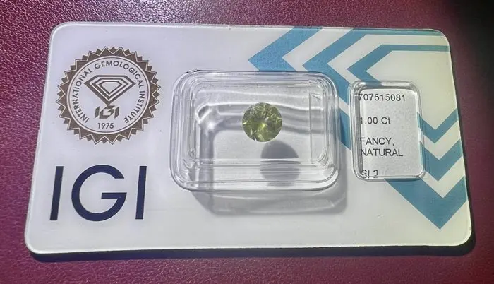 1 pcs Diamond (Natural coloured) - 1.00 ct - Round...