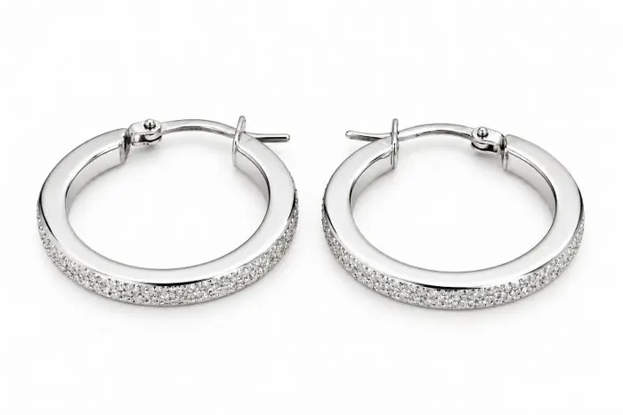 Earrings - 18 kt. White gold - Made in Italy - Handmade