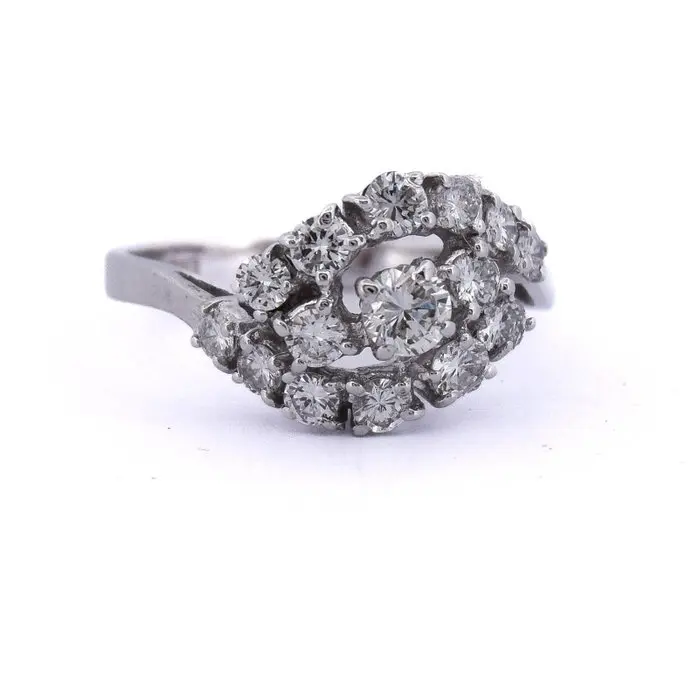 Cocktail ring - 18 kt. White gold - 1.70ct. tw. - Diamond