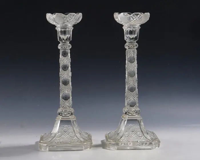Candleholder Ensemble • Diamond relief with scalloped...