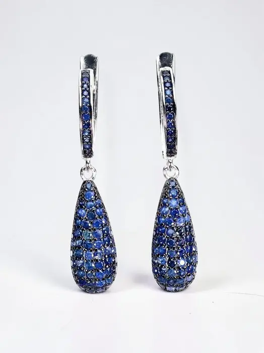 No reserve price - Earrings 14K White Gold Plated 925...