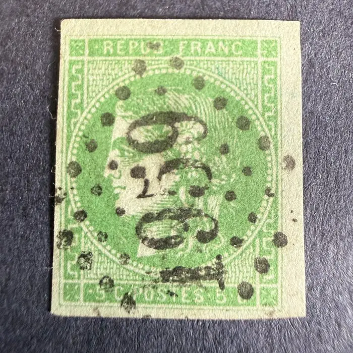France - Yvert 42B "Bordeaux 5c green-yellow" canceled