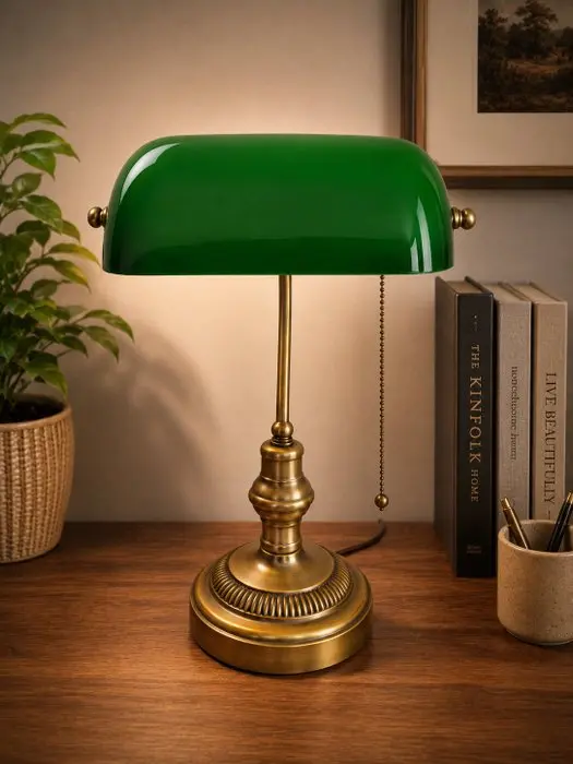 Banker table lamp - Gilt brass - banker
