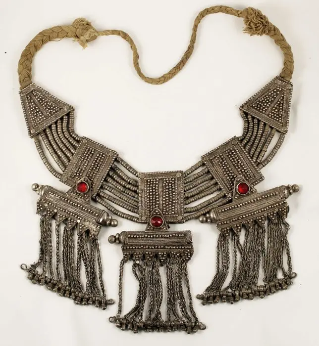 Huge Labba necklace - Silver, Glass - Yemen - Early 20th century