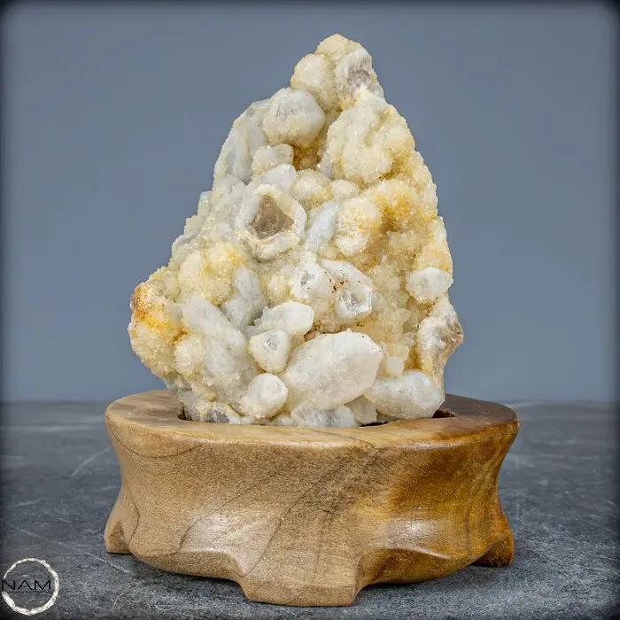 Very Rare Natural Cactus-Quartz with Calcite Crystals on Stand- 867.55 g