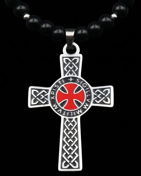 Templar Cross Necklace – Obsidian – The Honour of the...