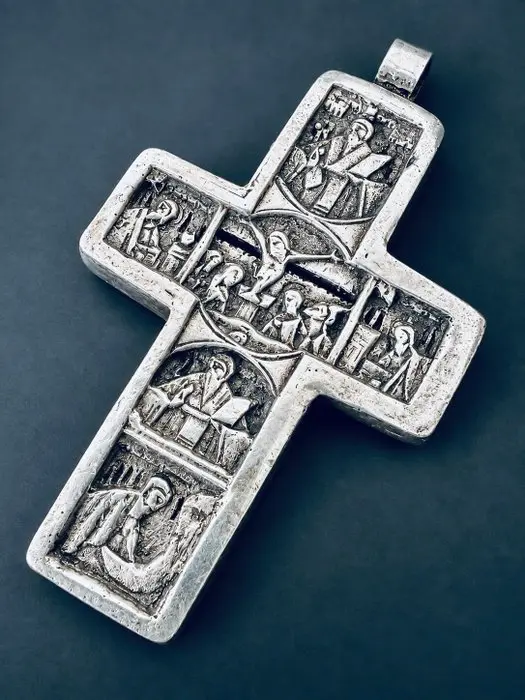 Cross - .875 (84 Zolotniki) silver - 1750-1800 - Orthodox icon cross