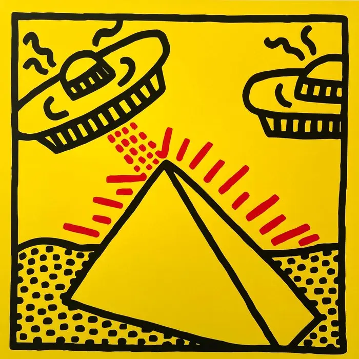Keith Haring - Untitled (Pyramid with UFOs) - Artestar licensed print - COA