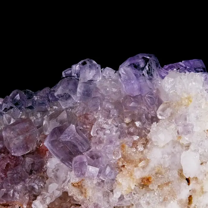 Fluorite (gem tetrahexahedrons) on Quartz - Jaimina mine