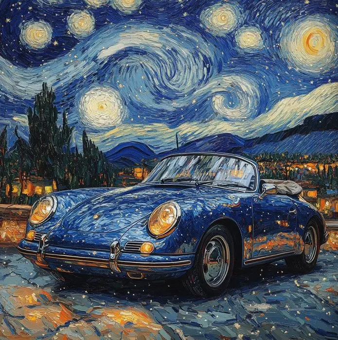 CREATIVE_HUB - VINTAGE PORSCHE 356 CABRIO IN VAN GOGH STYLE