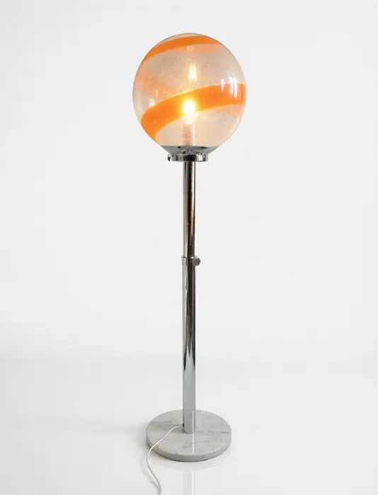 Lampada da Terra 'Space Age', Italia, Anni ’70 - Lamp - Glass, Metal, Marble