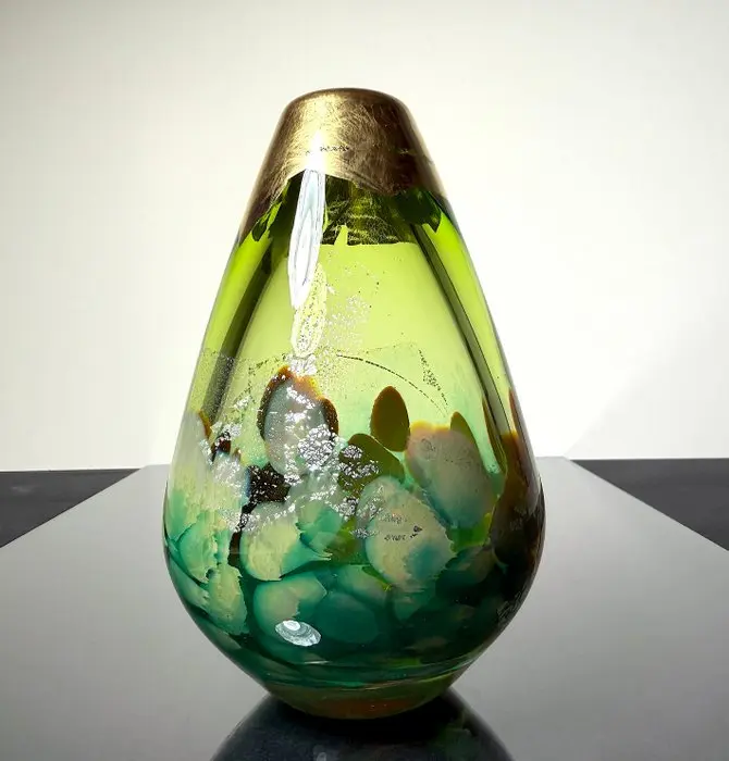 Maxence Parot - Vase - Unique vase in gold and silver colors. - Glass