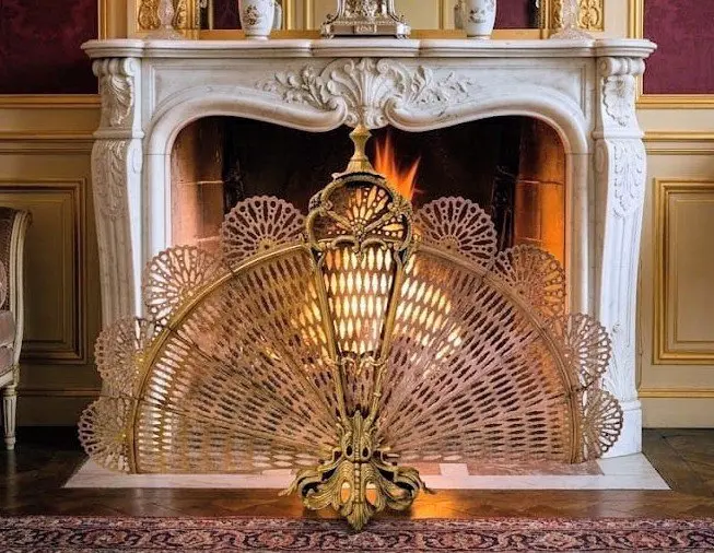 Fireplace accessory - Brass - Peacock spark guard