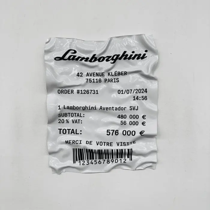 Soyz Bank (1988) - Lamborghini Aventador SVJ – Receipt – 2024