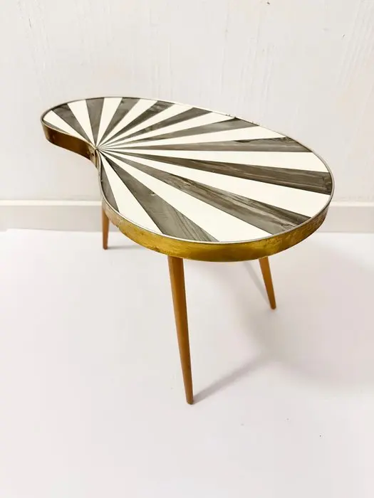 Side table - laminate, Wood, Brass - Original vintage